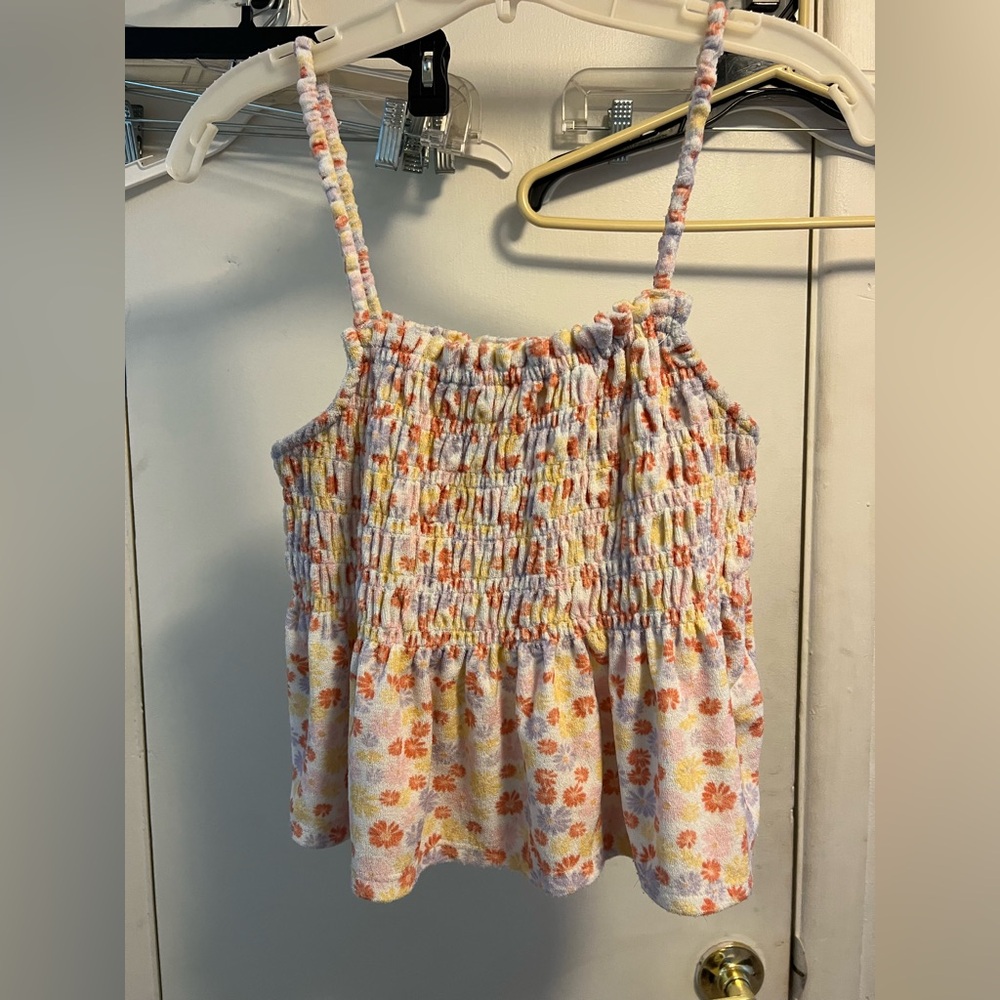 L SO flowered tank crop top